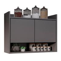 Armário Aéreo Cozinha Multiuso Cecília 70cm 02 Portas Grafite - Abmaza - 1