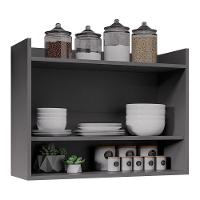 Armário Aéreo Cozinha Multiuso Cecília 70cm 02 Portas Grafite - Abmaza - 3