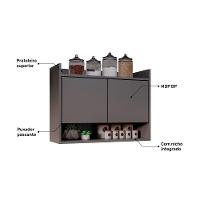 Armário Aéreo Cozinha Multiuso Cecília 70cm 02 Portas Grafite - Abmaza - 5