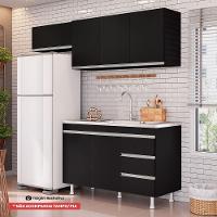Cozinha Planejada Lux 3 Peças 100%mdf Balcão Gabinete Sem Tampo 119cm 3 Gavetas Preto - Abmaza - 2