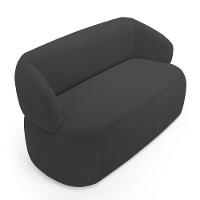 Kit Poltrona Giratória E Sofá Orgânico Living Glee 02 Lugares 140cm Bouclê Grafite - Abmaza - 8