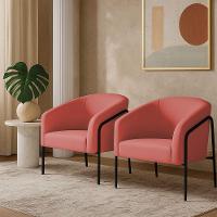 Poltrona Sala Industrial Alta Preto Kit 2 Stella Suede D03 - D'rossi Cor Rose - 1