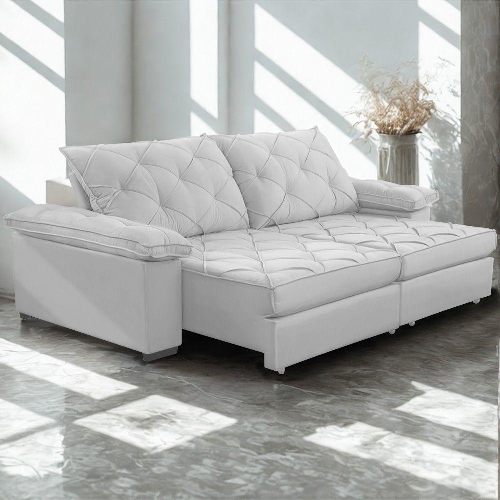Sofá Retrátil E Reclinável 2,90m Clara | Conforto Premium E Design Elegante | Lansof Brasil Cores Cinza - 1