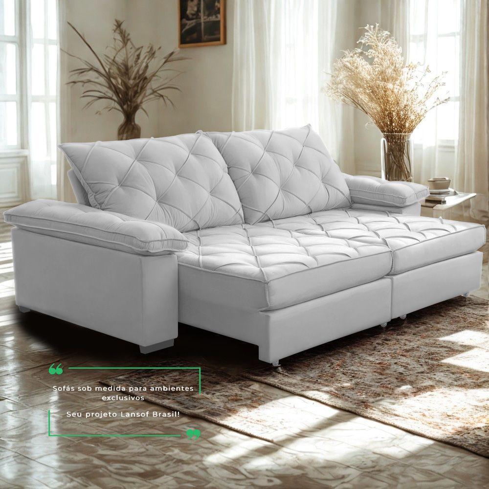 Sofá Retrátil E Reclinável 2,90m Clara | Conforto Premium E Design Elegante | Lansof Brasil Cores Cinza - 8