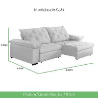 Sofá Retrátil E Reclinável 2,90m Clara | Conforto Premium E Design Elegante | Lansof Brasil Cores Cinza - 7