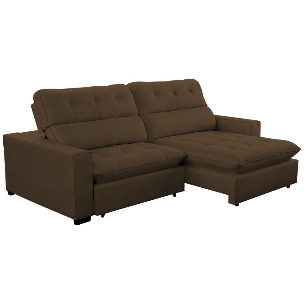 Cópia - Sofá 2 Lugares 2,80m Retrátil Reclinável Veludo Andreia Lansofbr Cores Marrom - 4