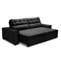 Sofa Retratil Reclinavel 2 Lugares 2,90 Vitória Veludo Preto Lansofbr