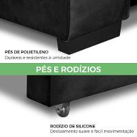 Sofa Retratil Reclinavel 2 Lugares 2,90 Vitória Veludo Preto Lansofbr - 6