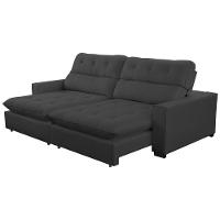 Sofá 2 Lugares 2,80m Retrátil Reclinável Veludo Andreia Lansofbr Cores Grafite