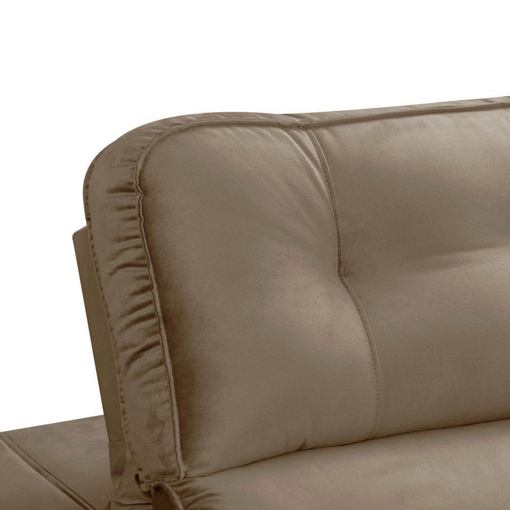 Sofa Retratil Reclinavel 2 Lugares 2,90 Vitória Veludo Capuccino Lansofbr - 6