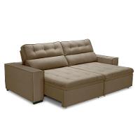 Sofa Retratil Reclinavel 2 Lugares 2,90 Vitória Veludo Capuccino Lansofbr