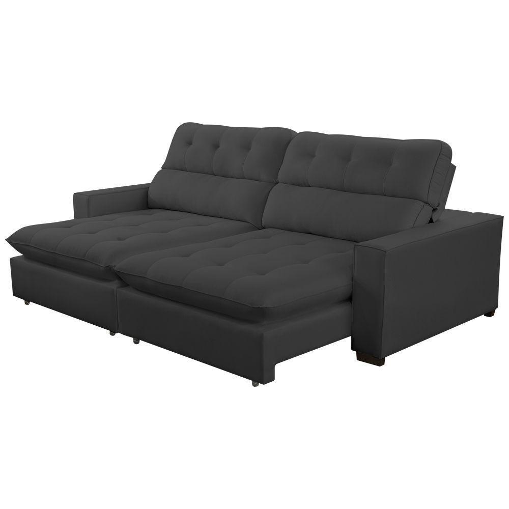 Cópia - Sofá 2 Lugares 2,80m Retrátil Reclinável Veludo Andreia Lansofbr Cores Grafite - 4