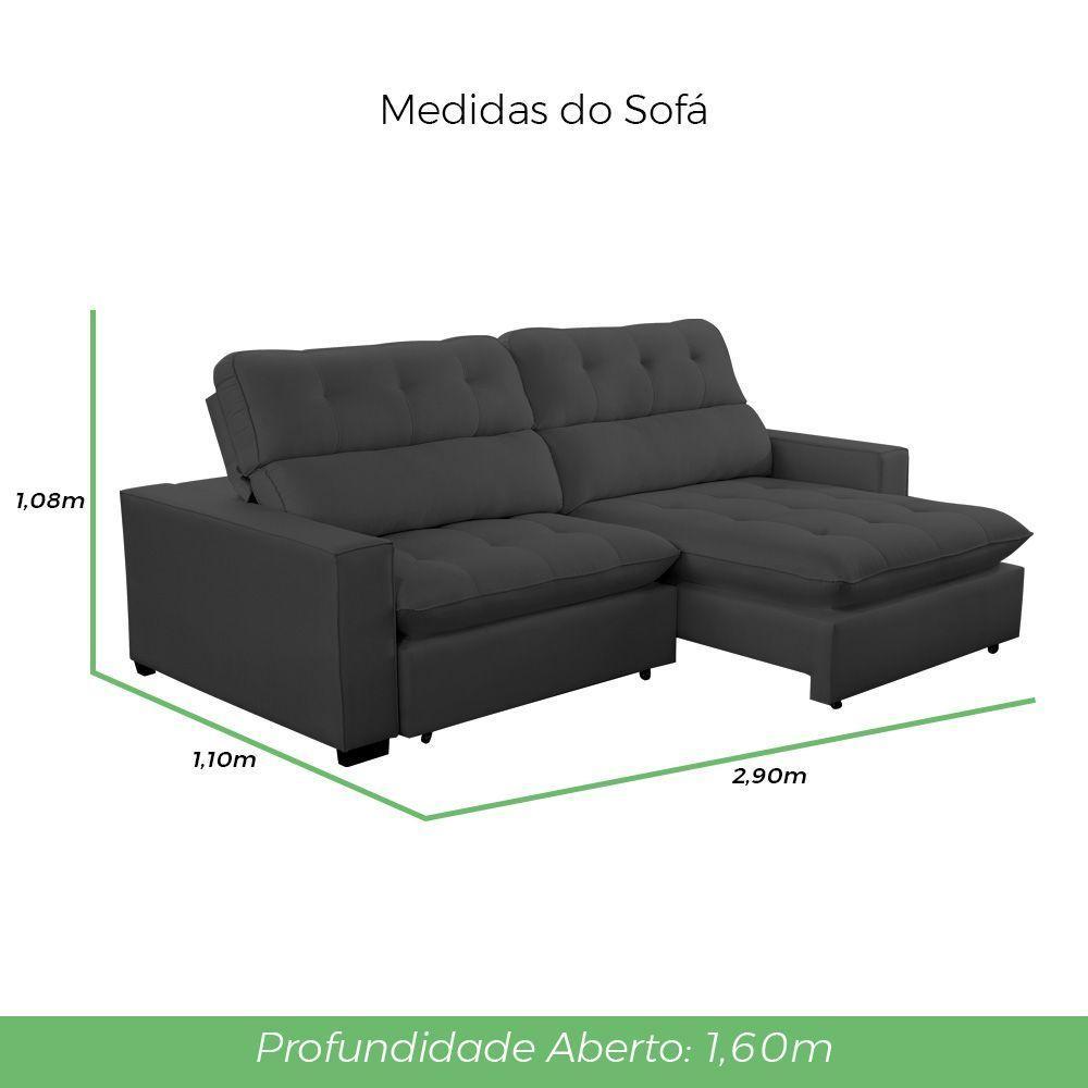 Cópia - Sofá 2 Lugares 2,80m Retrátil Reclinável Veludo Andreia Lansofbr Cores Grafite - 6