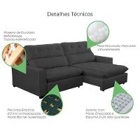 Cópia - Sofá 2 Lugares 2,80m Retrátil Reclinável Veludo Andreia Lansofbr Cores Grafite - 5