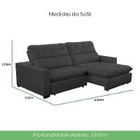 Cópia - Sofá 2 Lugares 2,80m Retrátil Reclinável Veludo Andreia Lansofbr Cores Grafite - 6