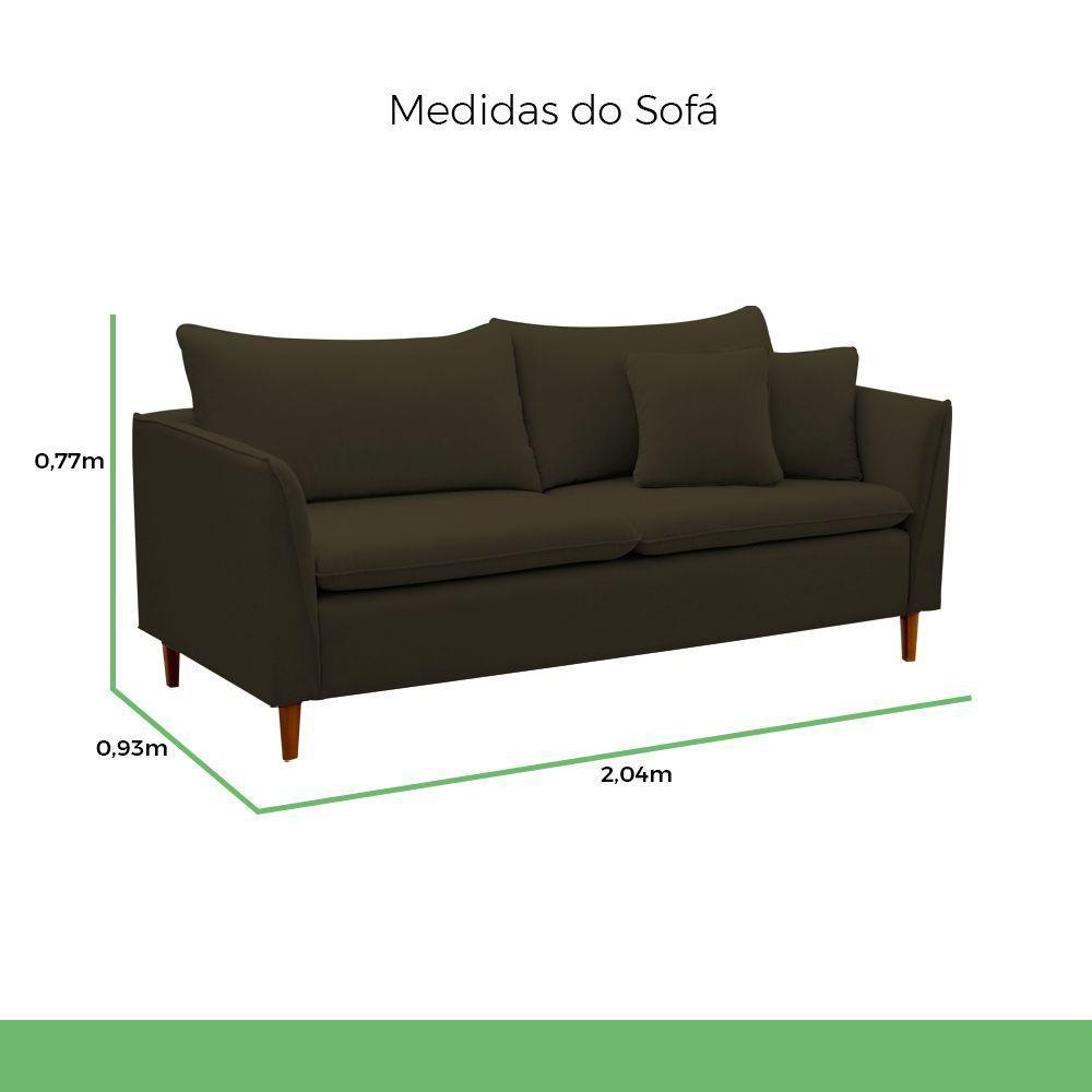 Sofá Living Kassia 2 Lugares 2,04m Veludo Cores Lansofbr Cores Grafite - 4