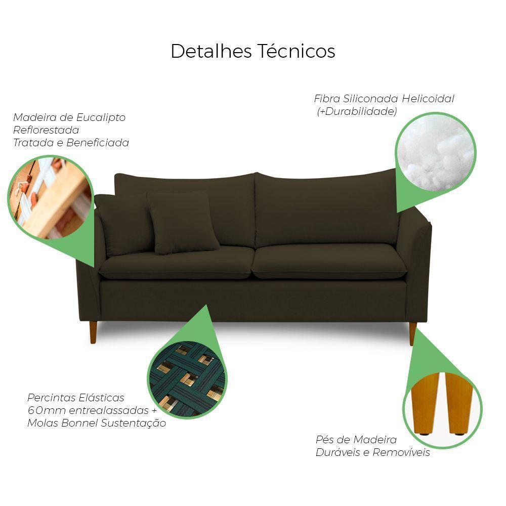 Sofá Living Kassia 2 Lugares 2,04m Veludo Cores Lansofbr Cores Grafite - 5