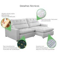 Sofá 2 Lugares 2,10m Retrátil Reclinável Veludo Andreia Lansofbr Cores Cinza - 6