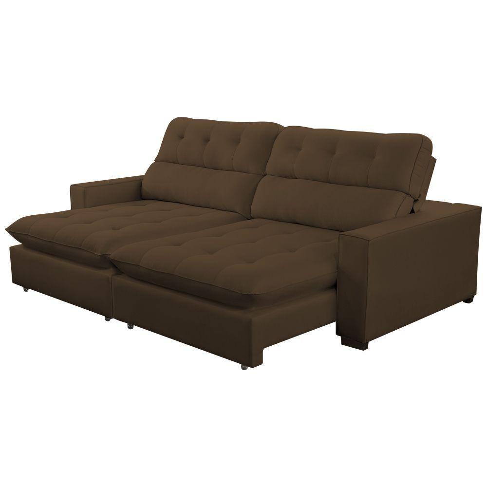 Sofá 2 Lugares 2,30m Retrátil Reclinável Veludo Andreia Lansofbr Cores Cinza - 4