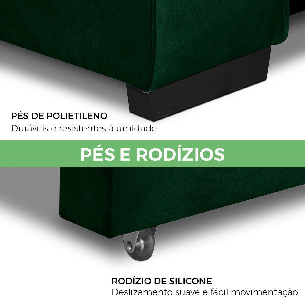 Sofa Retratil Reclinavel 2 Lugares 2,80 Vitória Veludo Verde Lansofbr - 10