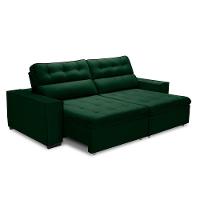 Sofa Retratil Reclinavel 2 Lugares 2,80 Vitória Veludo Verde Lansofbr