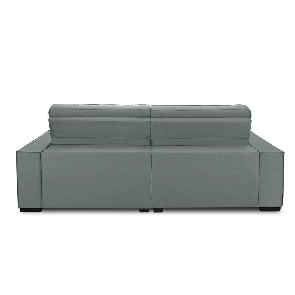 Sofa Retratil Reclinavel 2 Lugares 2,40 Vitória Veludo Cinza Lansofbr - 5