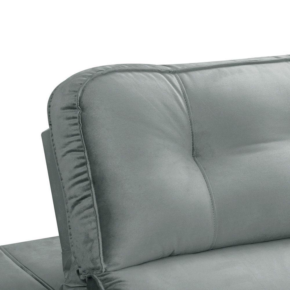 Sofa Retratil Reclinavel 2 Lugares 2,40 Vitória Veludo Cinza Lansofbr - 9