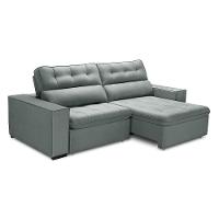 Sofa Retratil Reclinavel 2 Lugares 2,40 Vitória Veludo Cinza Lansofbr - 3