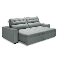 Sofa Retratil Reclinavel 2 Lugares 2,40 Vitória Veludo Cinza Lansofbr