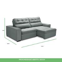 Sofa Retratil Reclinavel 2 Lugares 2,40 Vitória Veludo Cinza Lansofbr - 6
