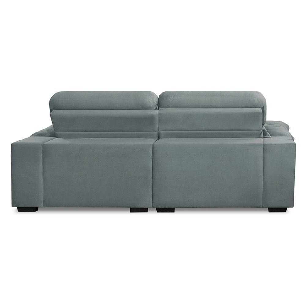 Sofa Retratil Reclinavel 2 Lugares 2,40m Crystal Veludo Cinza Lansofbr - 5