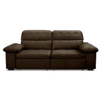 Sofa Retratil Reclinavel 2 Lugares 2,60m Crystal Veludo Marrom Lansofbr - 3