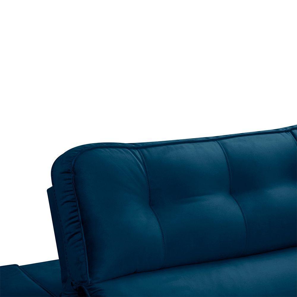Sofa Retratil Reclinavel 2 Lugares 2,70 Vitória Veludo Azul Marinho Lansofbr - 9