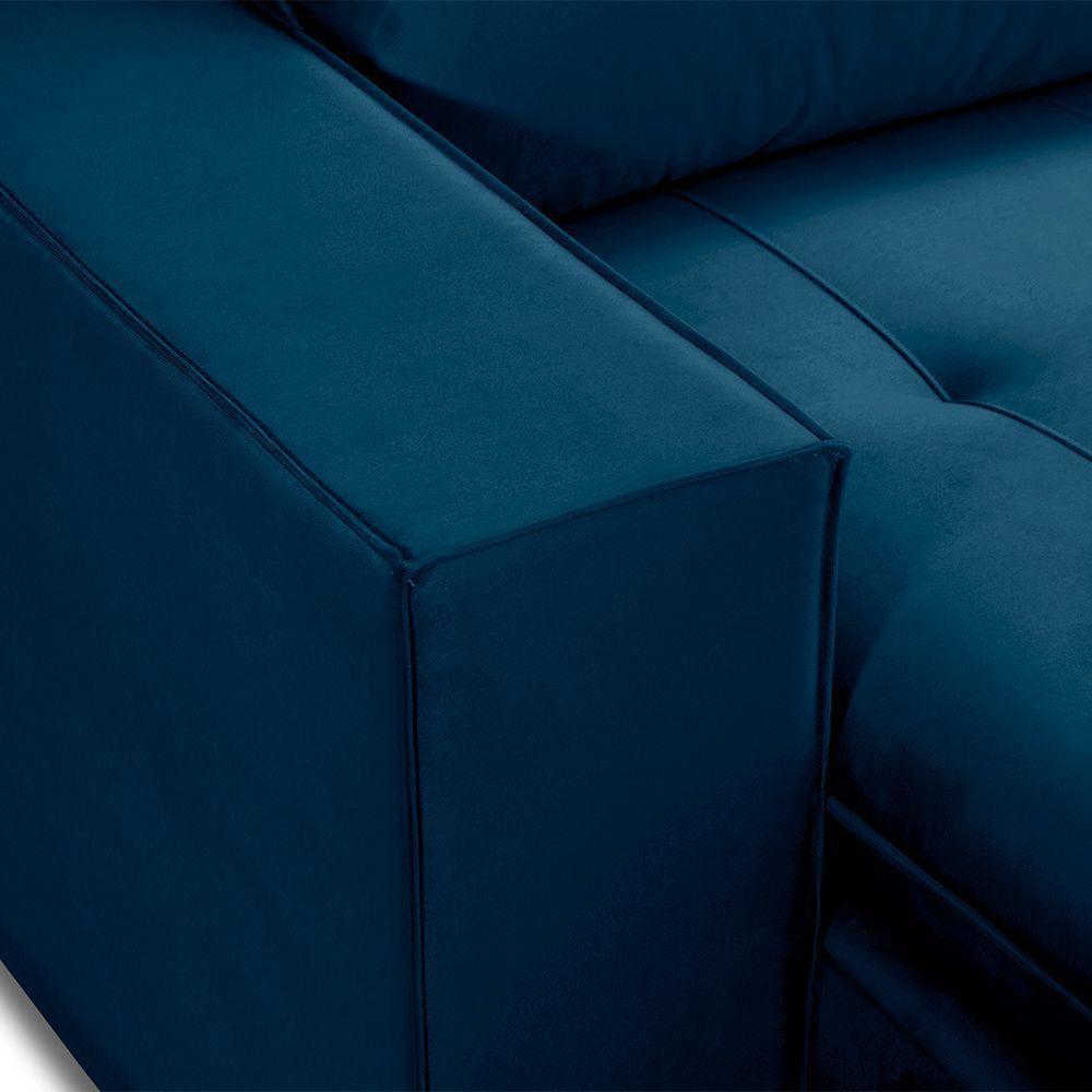 Sofa Retratil Reclinavel 2 Lugares 2,70 Vitória Veludo Azul Marinho Lansofbr - 10
