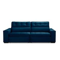 Sofa Retratil Reclinavel 2 Lugares 2,70 Vitória Veludo Azul Marinho Lansofbr - 2