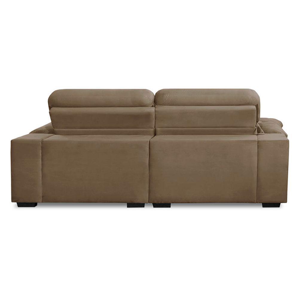 Sofa Retratil Reclinavel 2 Lugares 2,60m Crystal Veludo Capuccino Lansofbr - 5