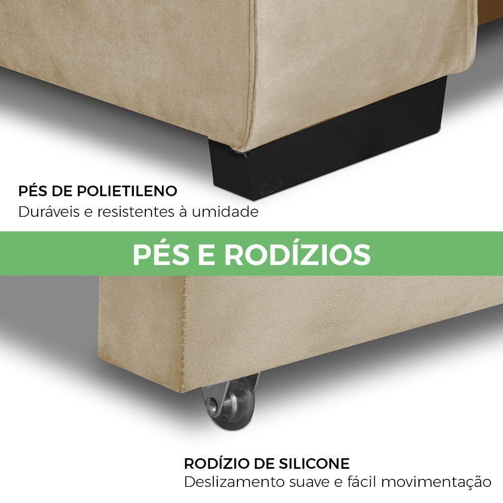 Sofa Retratil Reclinavel 2 Lugares 2,50m Crystal Veludo Bege Lansofbr - 8