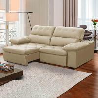 Sofa Retratil Reclinavel 2 Lugares 2,50m Crystal Veludo Bege Lansofbr - 1
