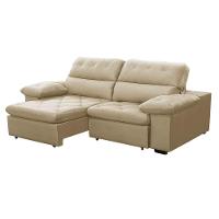 Sofa Retratil Reclinavel 2 Lugares 2,50m Crystal Veludo Bege Lansofbr - 2