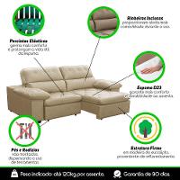 Sofa Retratil Reclinavel 2 Lugares 2,50m Crystal Veludo Bege Lansofbr - 6