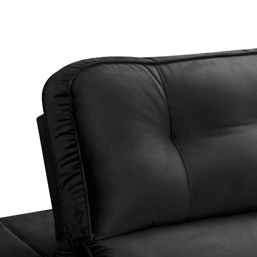 Sofa Retratil Reclinavel 2 Lugares 2,80 Vitória Veludo Preto Lansofbr - 9