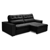Sofa Retratil Reclinavel 2 Lugares 2,80 Vitória Veludo Preto Lansofbr - 3