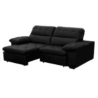Sofa Retratil Reclinavel 2 Lugares 2,50m Crystal Veludo Preto Lansofbr - 2