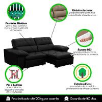 Sofa Retratil Reclinavel 2 Lugares 2,50m Crystal Veludo Preto Lansofbr - 6