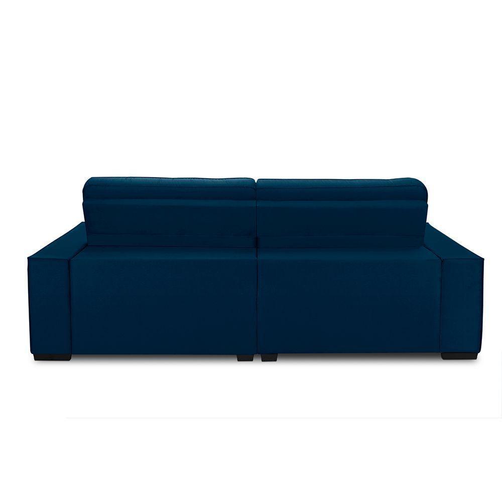 Sofa Retratil Reclinavel 2 Lugares 2,60 Vitória Veludo Azul Marinho Lansofbr - 5