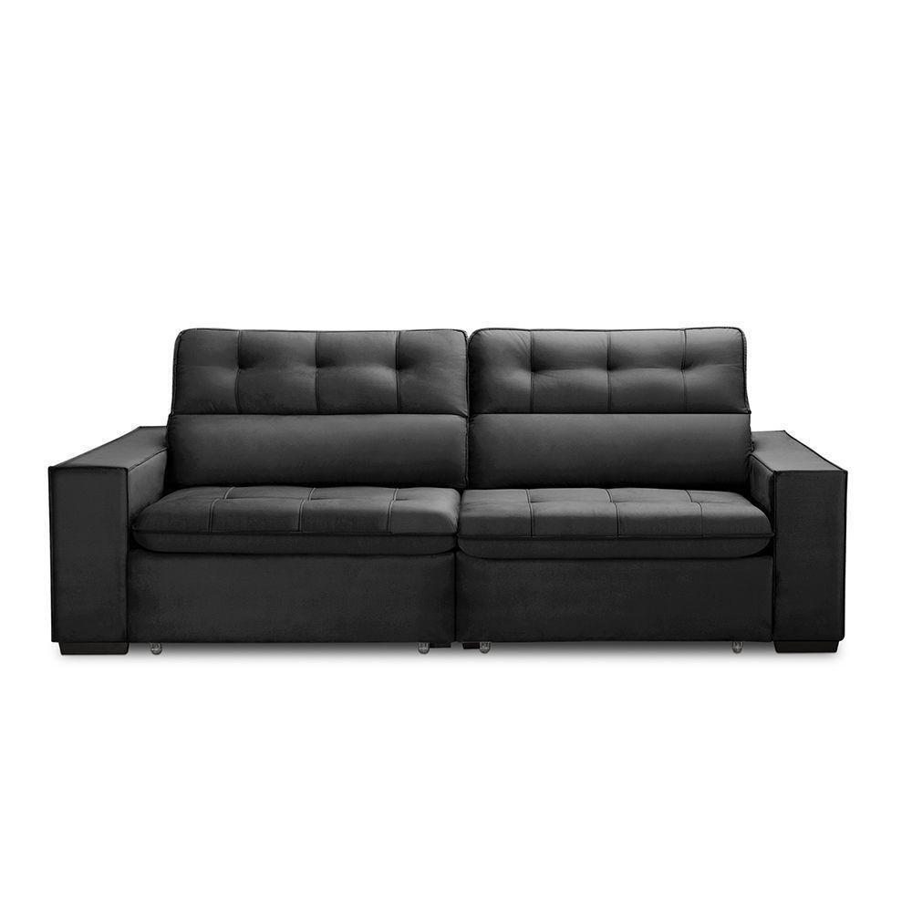 Sofa Retratil Reclinavel 2 Lugares 2,80 Vitória Veludo Grafite Lansofbr - 2