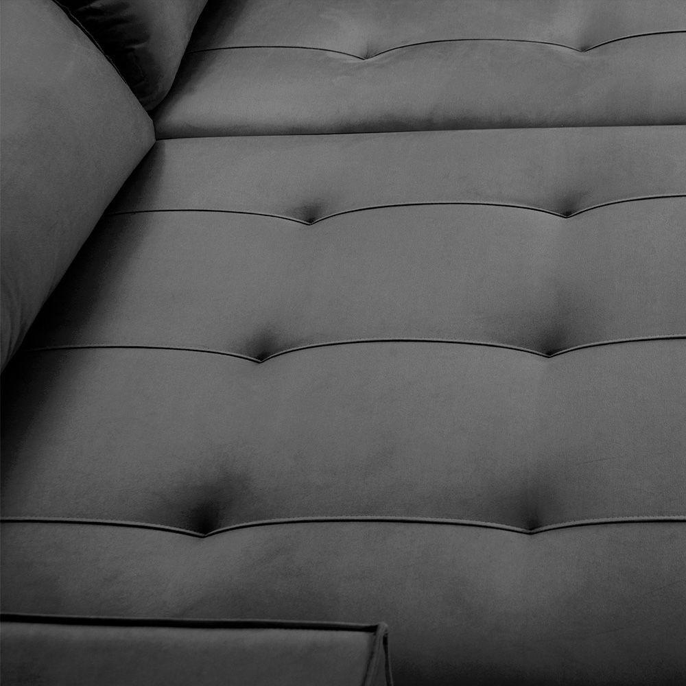 Sofa Retratil Reclinavel 2 Lugares 2,80 Vitória Veludo Grafite Lansofbr - 10