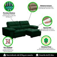 Sofa Retratil Reclinavel 2 Lugares 2,40 Crystal Veludo Verde Lansofbr - 6