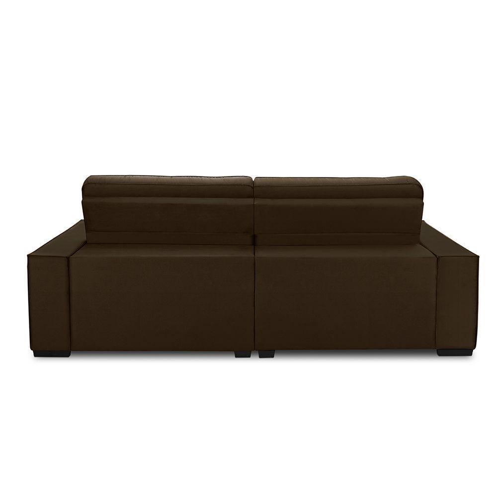 Sofa Retratil Reclinavel 2 Lugares 2,80 Vitória Veludo Marrom Lansofbr - 5
