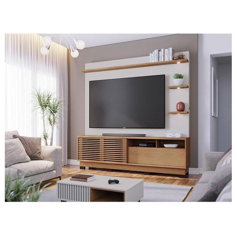 Estante Home Theater Ambiente Campeche Com Pés Freijó Off White Matte - Colibri - 1